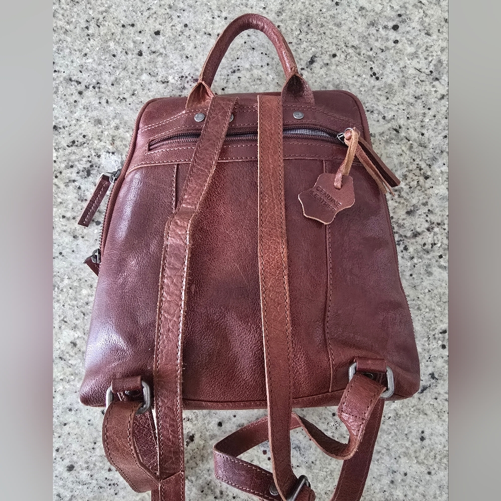Spikes And Sparrow Brown Leather Backpack Excellent - Picture 4 of 11